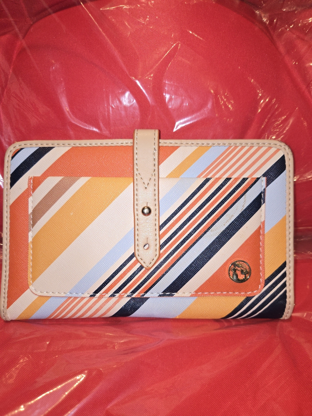 Spartina 449 Orange Navy Cream Striped Wallet